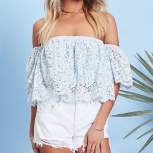 Off the shoulder lace crop top
